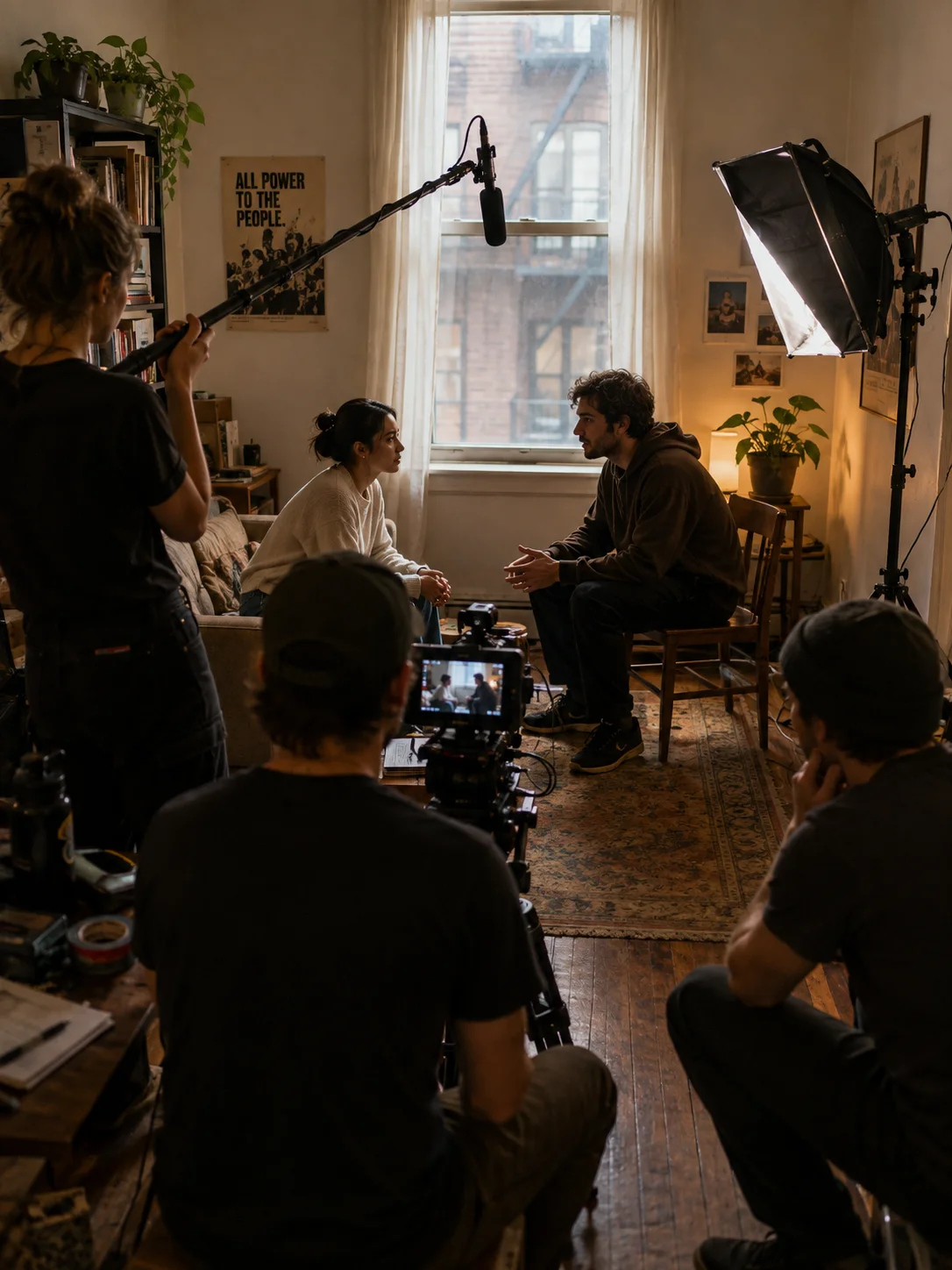 Affordable filmmaking camera and lenses arranged on a table with shallow depth of field